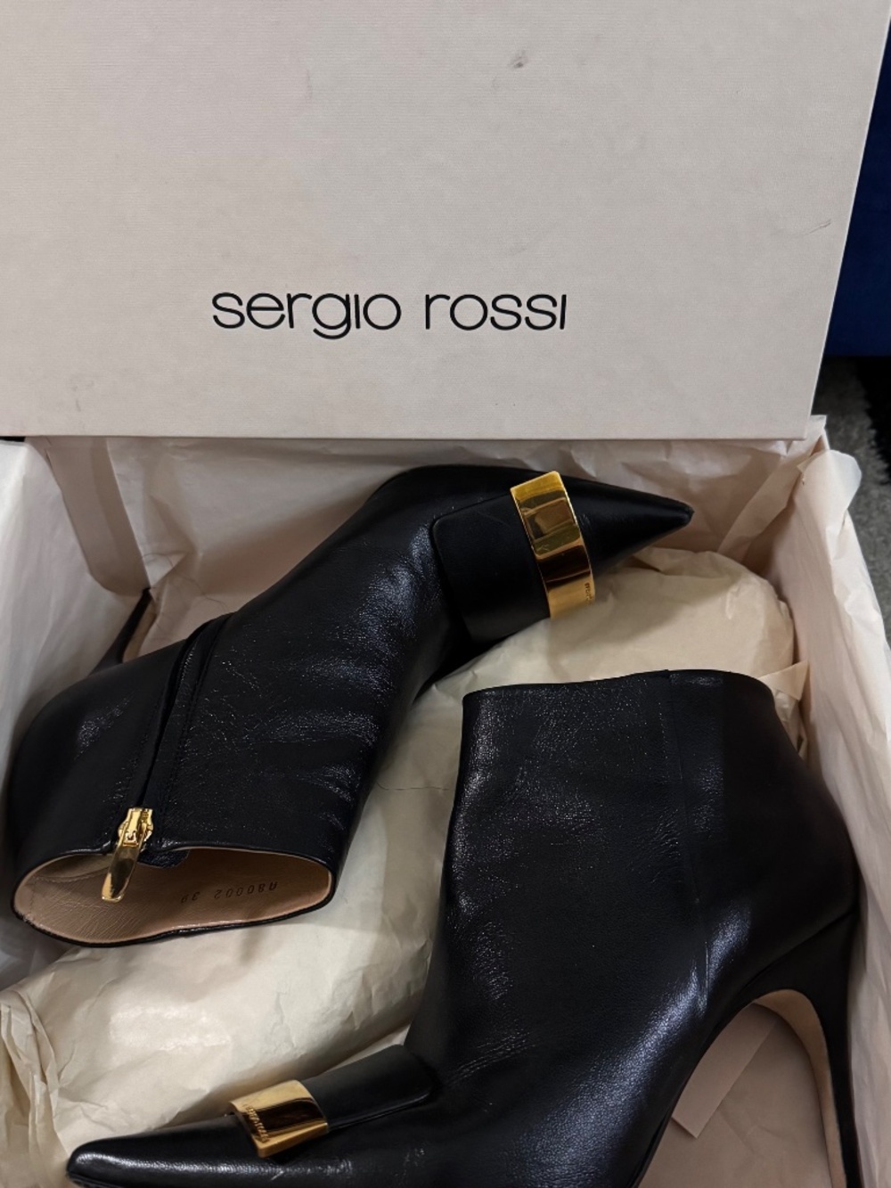 Sergio Rossi Black Sr1 Pointy Ankle Bootie